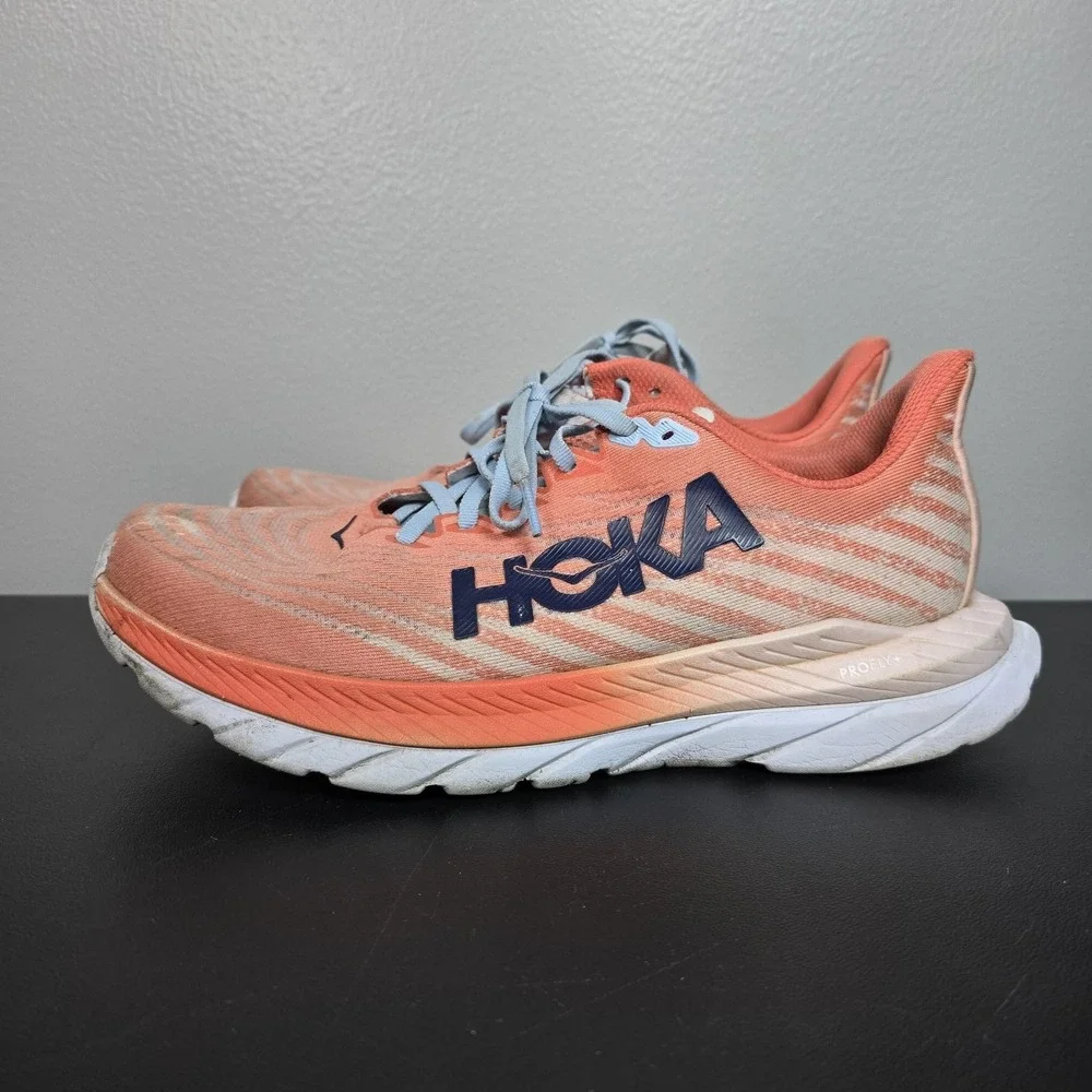 Hoka Shoes Womens Size 9.5B Orange Mach 5 Performance Running Athletic Sneakers
